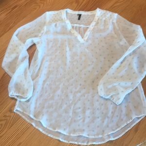 Sheer blouse with gold pattern